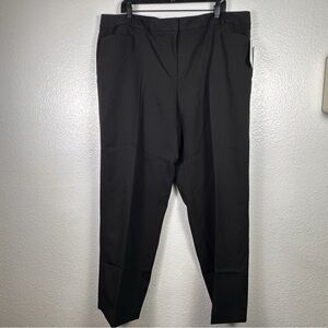 DKNY Women's Jet Black Flare Dress Pants Flat Front Pockets Size 18W